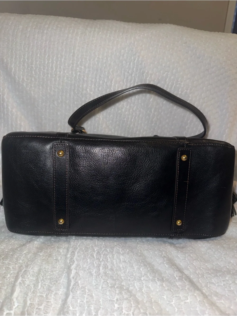 Dooney & Bourke Black Florentine Smith Bag with Brass Rings